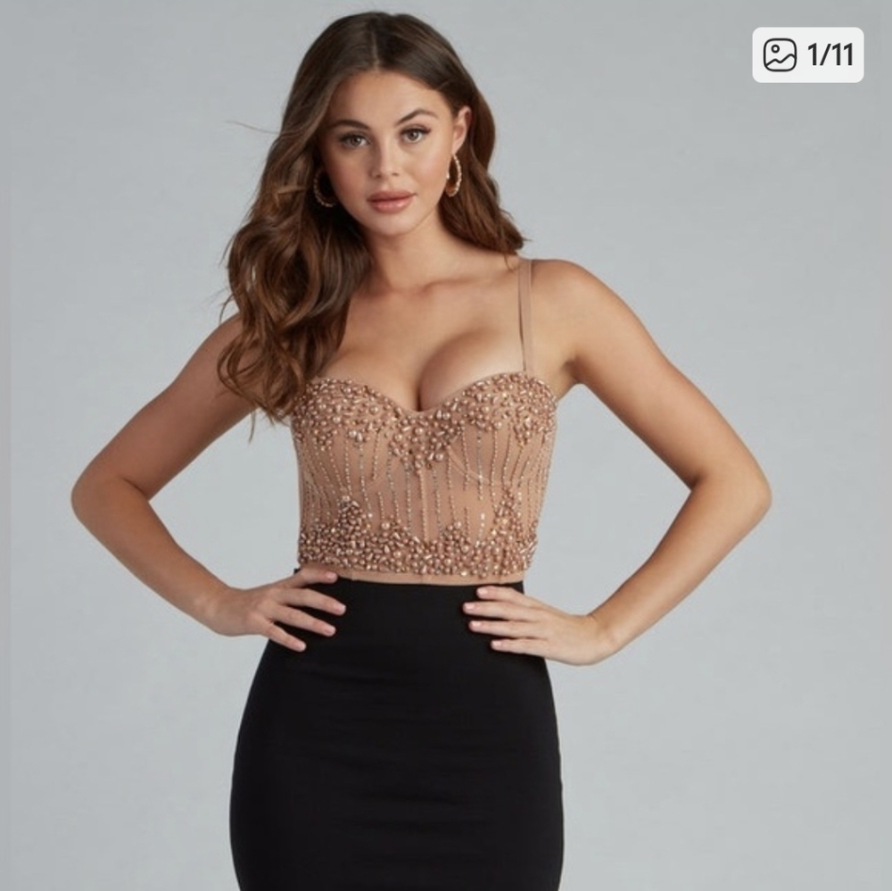 Windsor Bustier Bra Pearl And Sequin Small